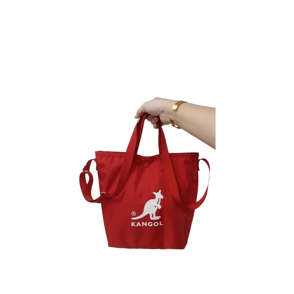 Kangol Red Canvas Tote Bag Crossbody Kangaroo Logo Adjustable Strap Y2K RETRO - Picture 3 of 7